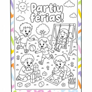 CARTAZ COLABORATIVO PARA COLORIR PARTIU FÉRIAS
